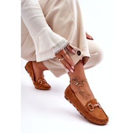 Super Mode Naisten mokkanahkaiset loaferit, joissa on koristelu ruskea Dionira 2