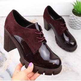 M. DASZYŃSKI Naisten kengät pylväällä ja alustalla, maroon M.Daszyński SA218-2 punainen 1