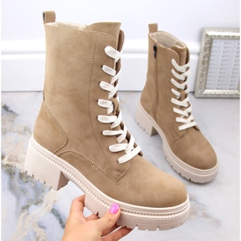 Naisten mokkaeristetyt työsaappaat kameli Potocki YQ21069 ruskea 1