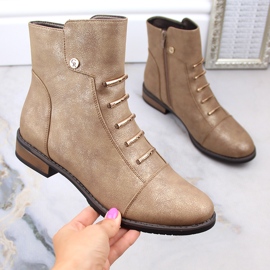 Naisten litteät saappaat eristetty beige kultainen Jezzi ASA62-16 1