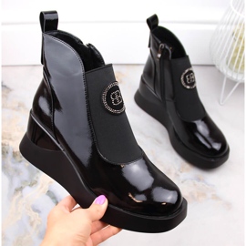 Naisten lakatut kiila saappaat D&amp;A S.Barski Premium Collection MR870-22 musta 1