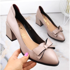 Naisten korkokengät beige rusetilla D&amp;A S.Barski Premium Collection MR870-48 1