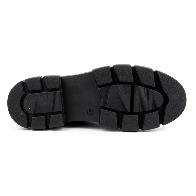 ARS Naisten nahkakengät paksulla pohjalla, jossa kukkia 1163 musta 2