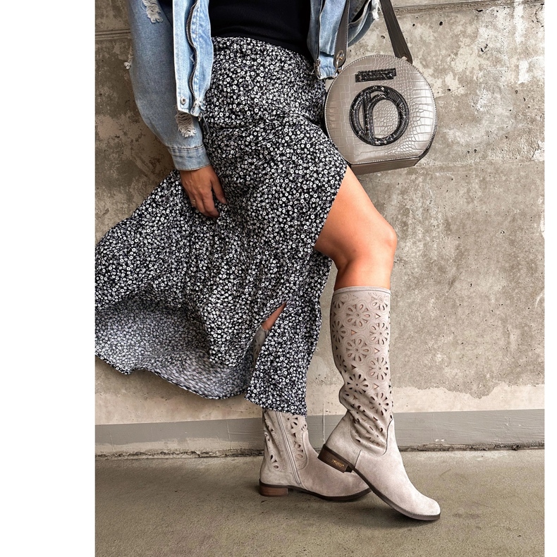 Olivier Naisten vaaleanharmaat, harjatut saappaat 2