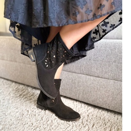 Olivier Miellyttävät Alice -mustat harjatut saappaat 1