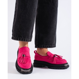 Naisten fuksia-mokkanahkaa Shelovet-loaferit vaaleanpunainen 1