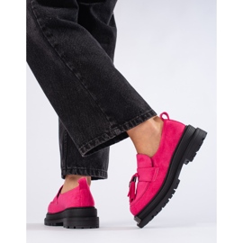 Naisten fuksia-mokkanahkaa Shelovet-loaferit vaaleanpunainen 2