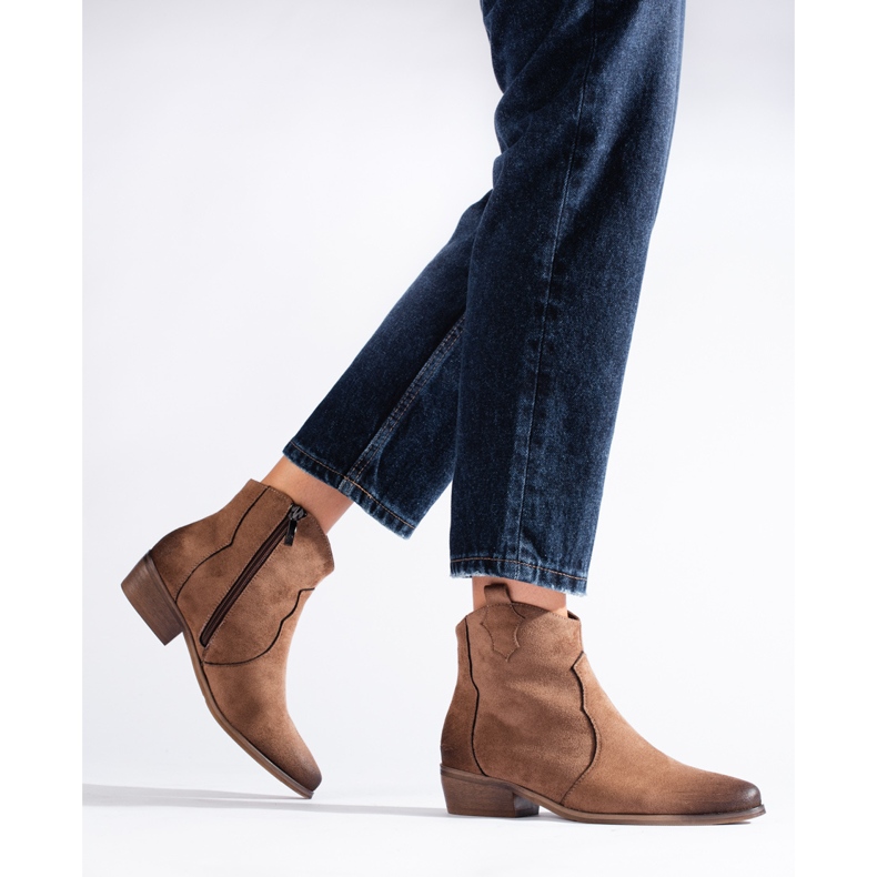 W. Potocki Potocki camel matalat mokkanahkaiset cowboysaappaat ruskea 1