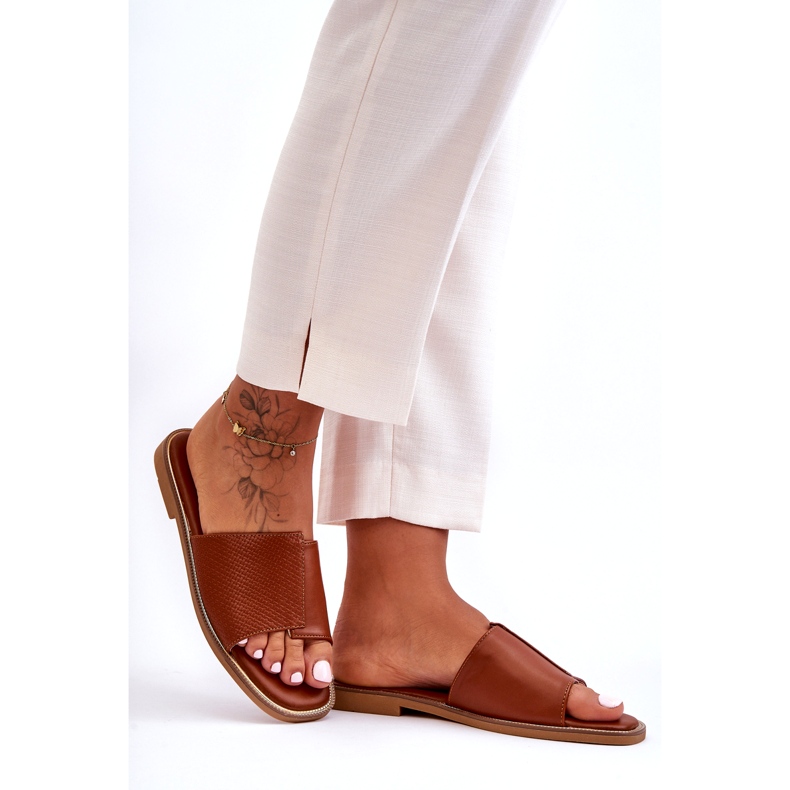 Naisten Camel Harmony -nahkaiset tossut ruskea 1