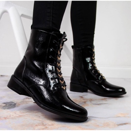 Naisten saappaat eristetyt lakatut mustat Jezzi ASA62-91 2