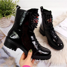 Naisten saappaat helmillä, eristetty, patentoitu musta Jezzi RMR2071-15 2