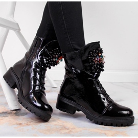 Naisten saappaat helmillä, eristetty, patentoitu musta Jezzi RMR2071-15 1