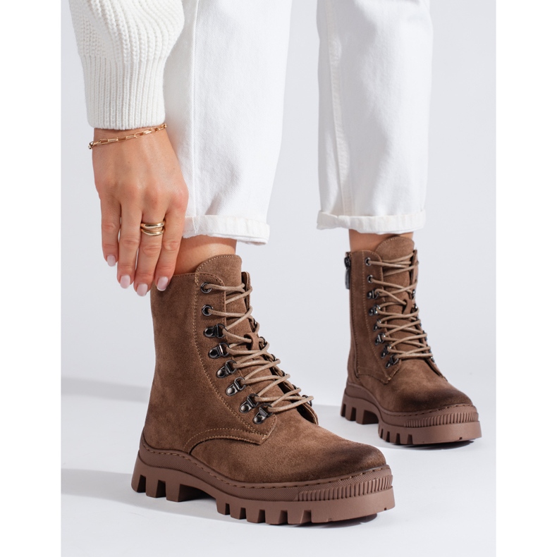 W. Potocki Potockin beige mokkanahka naisten työasut ruskea 1