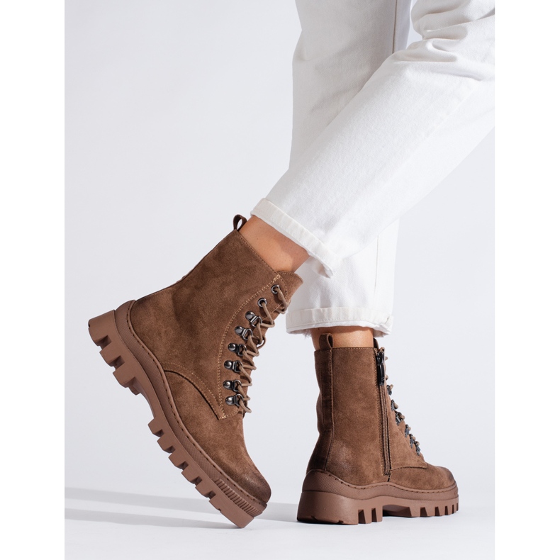 W. Potocki Potockin beige mokkanahka naisten työasut ruskea 2