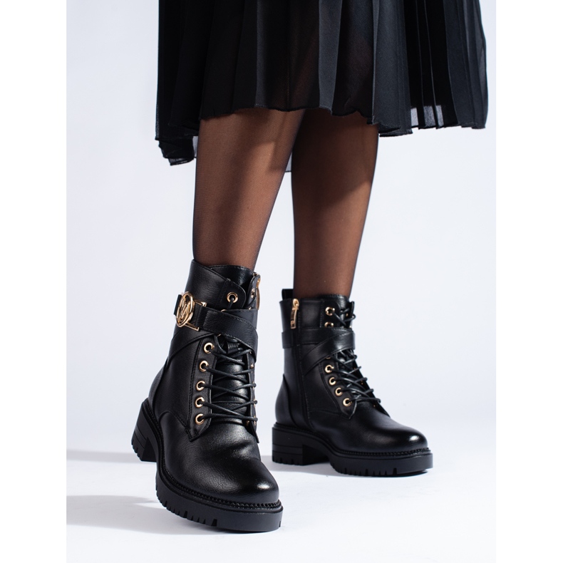 W. Potocki Potocki naisten työasut ekologisesta nahasta musta 1