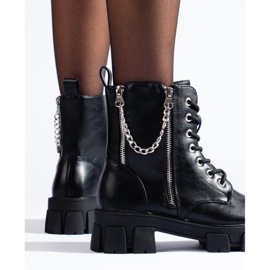 Naisten Shelovet-työläiset ekologisesta nahasta ketjulla musta 2