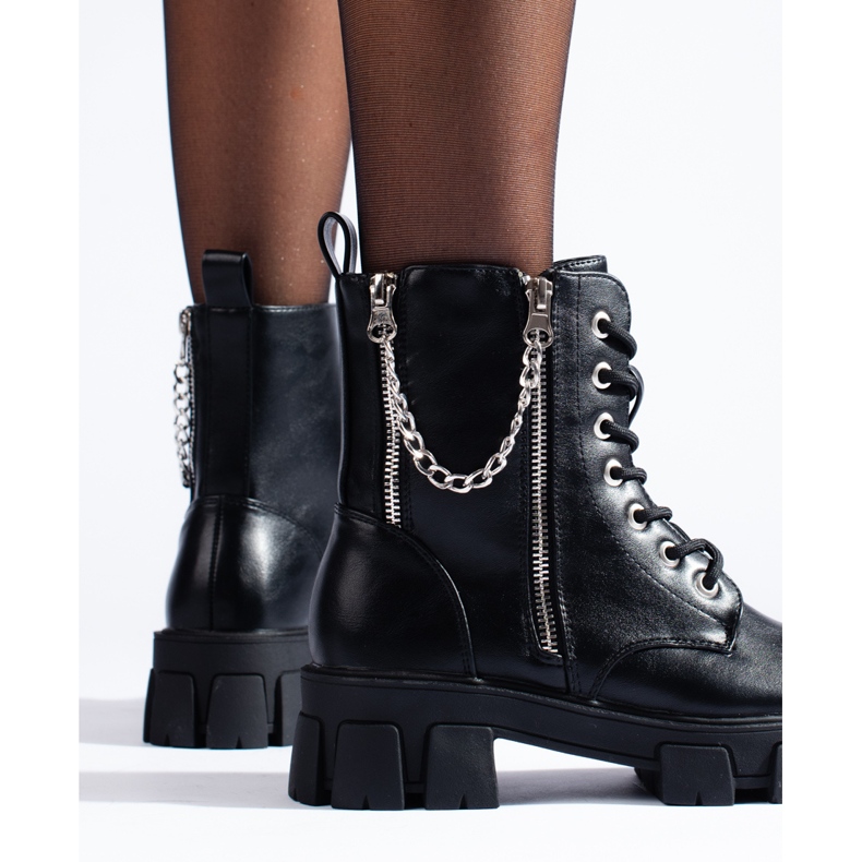 Naisten Shelovet-työläiset ekologisesta nahasta ketjulla musta 2