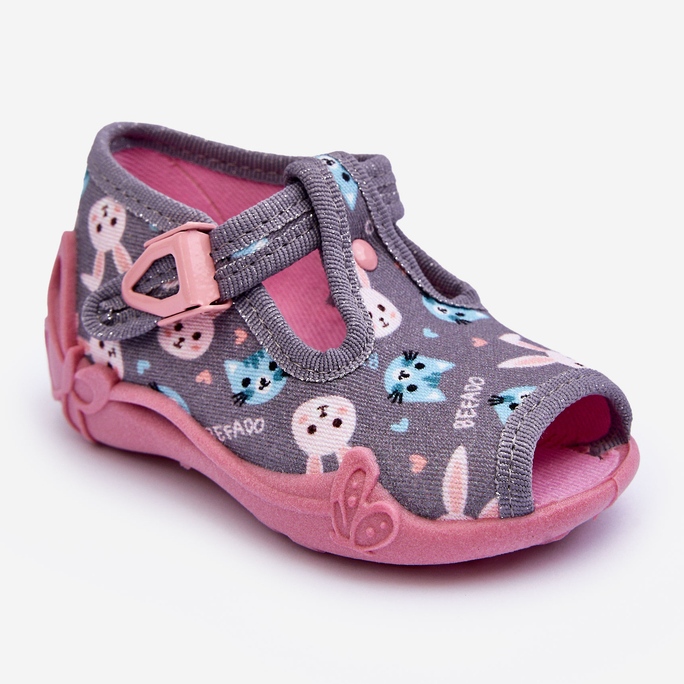 BEFADO S.A. Befado 213P139 Rabbit Tohvelit Sandaalit, harmaa ja pinkki vaaleanpunainen 1