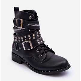 LU BOO Lasten nilkkurit, joissa painonapit, vetoketju ja soljet, musta 1