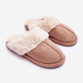 FB3 Naisten beigenväriset vaaleanpunaiset tossut turkisella 1