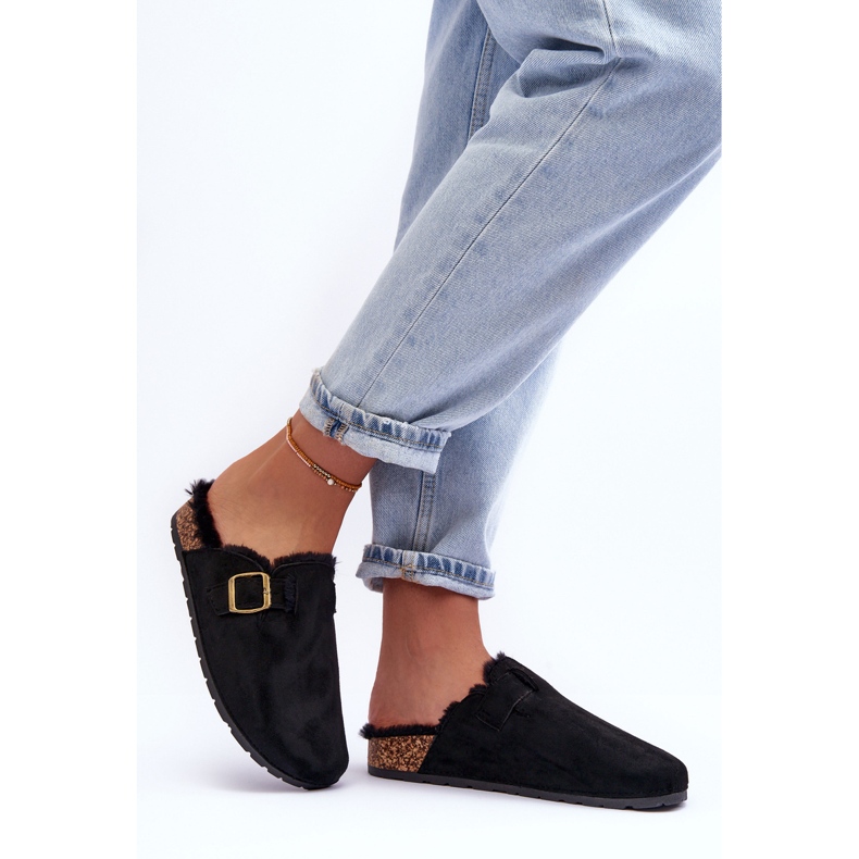 FB2 Naisten mokkanahkaiset varvastossut, joissa on turkista musta Haidamia 2