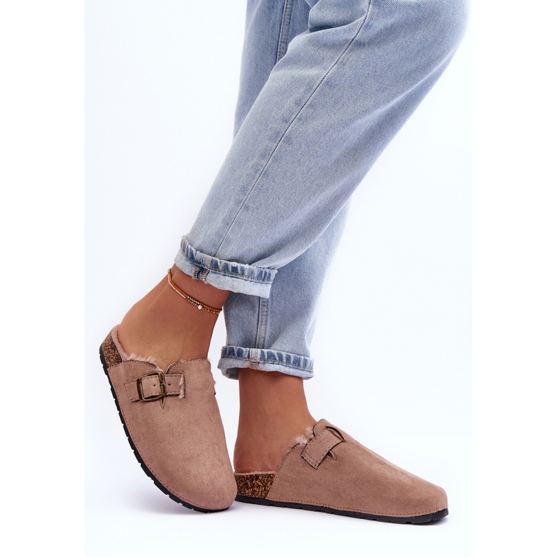 Beiget naisten mokkanahkaiset varvastossut, joissa on turkista Haidamia 2