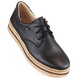 Mukavat naisten nahkakengät mustalla alustalla, Helios 380.011 beige 1