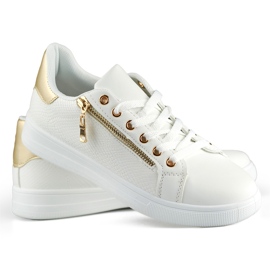 Valkoiset urheilukengät kultaisella vetoketjulla valkoinen 2