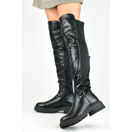 Viris mustat joustavat naisten saappaat 1