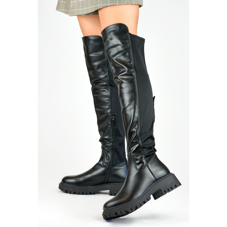 Viris mustat joustavat naisten saappaat 1