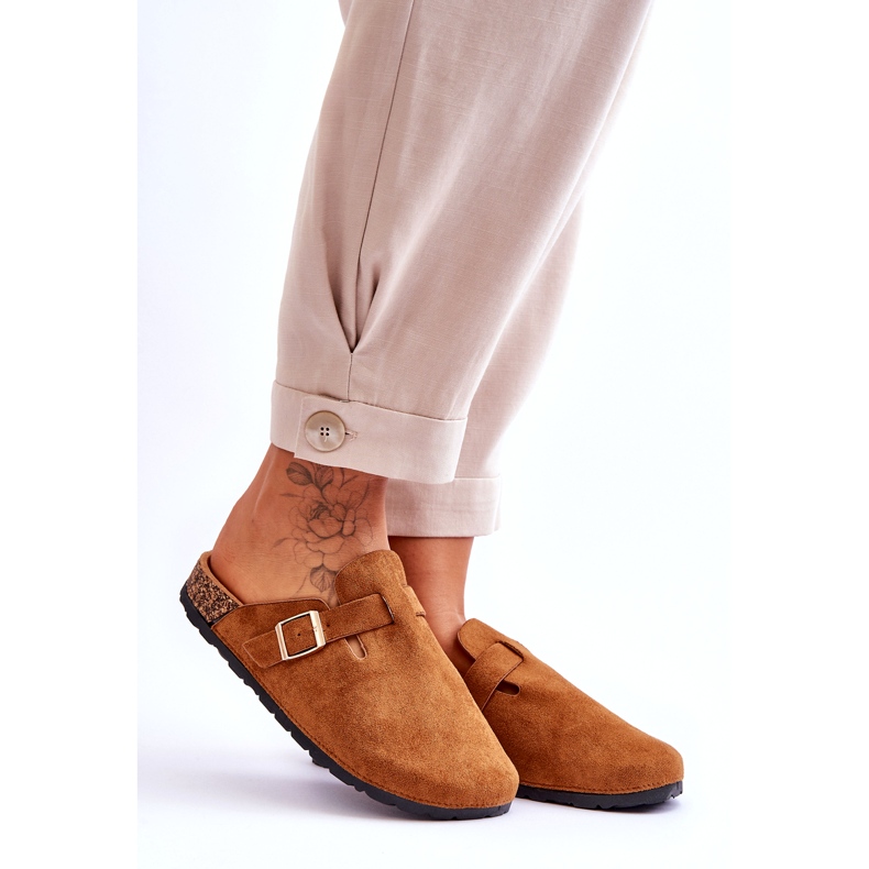 Mokkanahkaiset varvastossut Camel Cork -tasolla ruskea 3