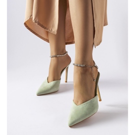 Vihreät claude-korkokengät varvastossut strassit 1