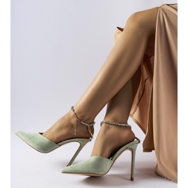 Vihreät claude-korkokengät varvastossut strassit 2