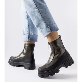 Tummanvihreät massiiviset nilkkurit Morley-vetoketjulla 1