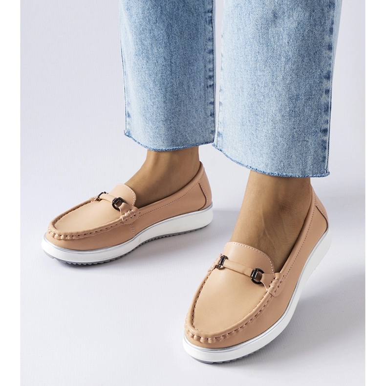 Vincezan vaaleanpunaiset mokasiinit nahkaverhoilulla vaaleanpunainen 1