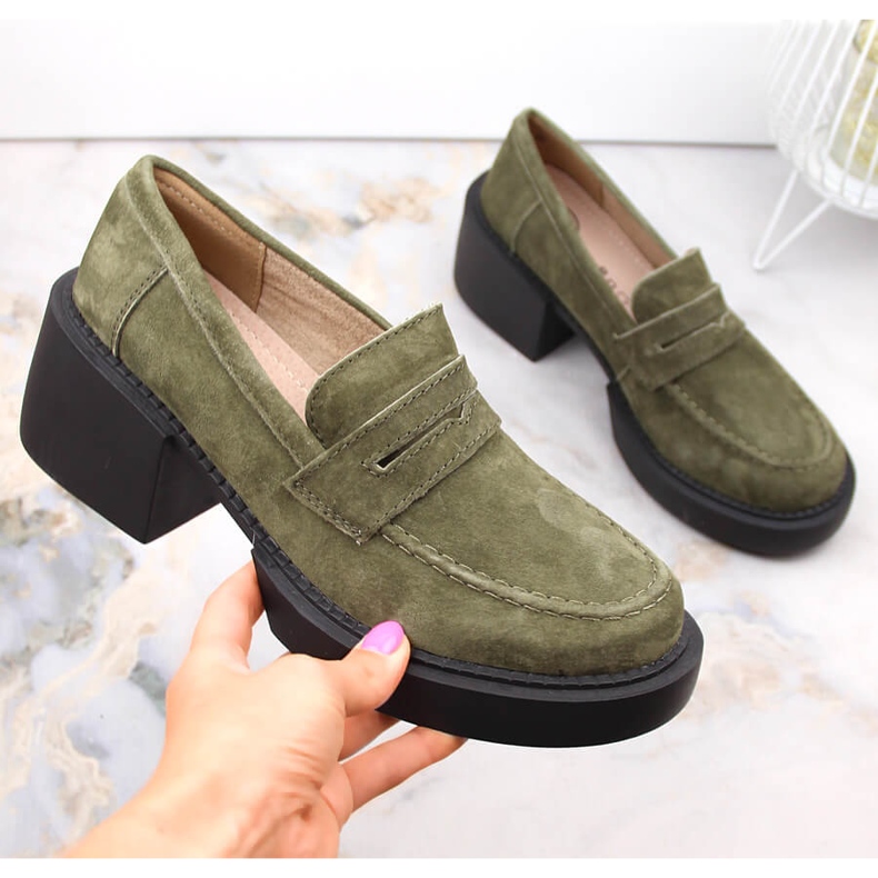 Vihreä mokkanahka naisten kengät Filippo DP4685 2