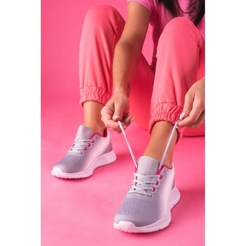 Valkoiset ja harmaat nyöritys Shelovet naisten urheilulenkkarit valkoinen 2