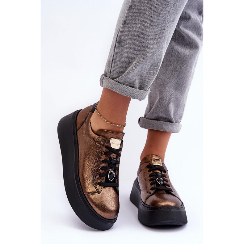 Nahkaiset urheilukengät alustalla Maciejka 06191-24 Kupari ruskea 1