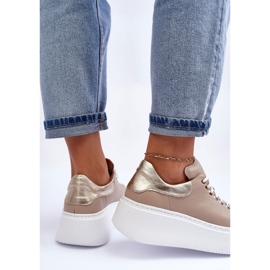 Lemar Naisten nahkaiset urheilukengät beigellä Platform Milonialla 2