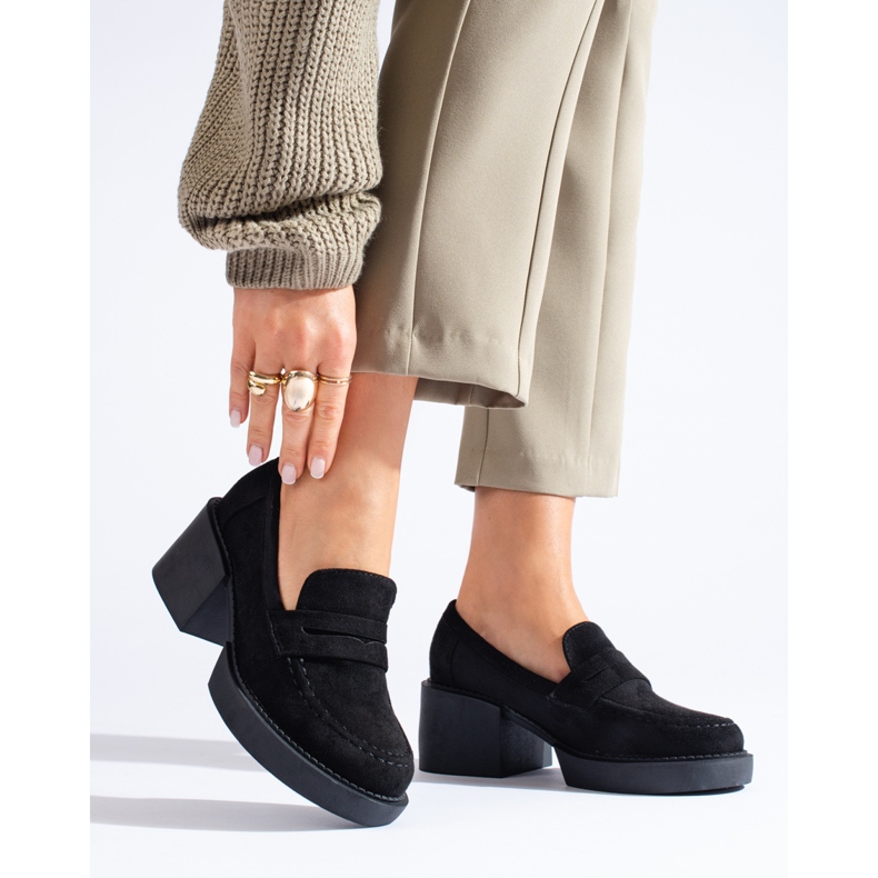 Shelovet naisten mustat mokkanahkaat kengät 2