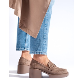 Shelovet beigen mokkanahkaiset naisten kengät 2