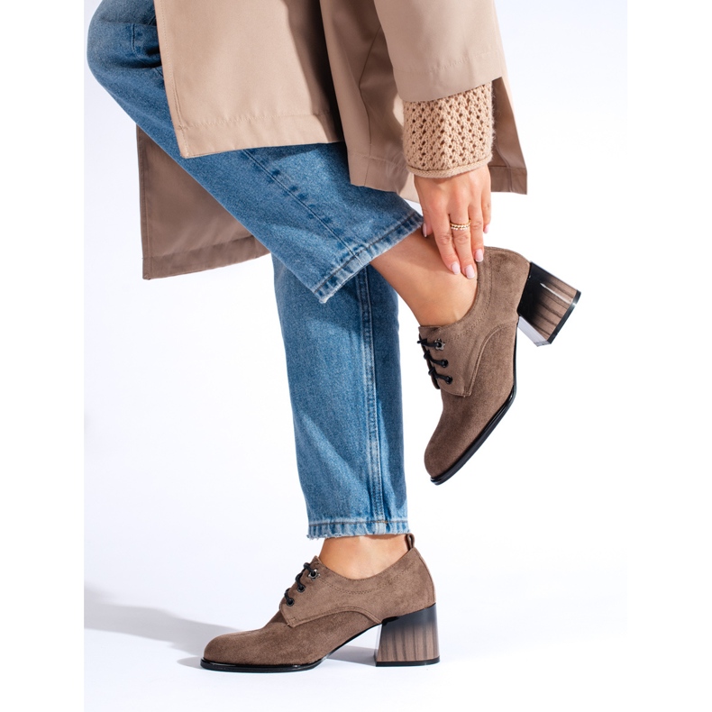 Shelovet mokkanahka tummanbeiget korkokengät 1