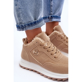 Eristetyt nahkaiset urheilukengät alustalla, tummanbeige Adite 1