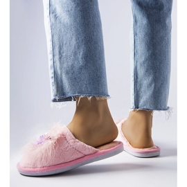 Vaaleanpunaiset lämpimät tossut Moly-kukilla vaaleanpunainen 2