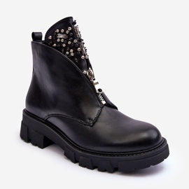 Matalat koristellut nahkanilkkurit, joissa vetoketju musta Escika 2