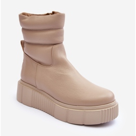 Naisten nahkaiset nilkkurit vaaleabeigellä alustalla Lemar Suam 1