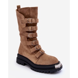 Mokkanahkaiset High Worker -nilkkurit beigeillä olkaimilla Elnatea 1