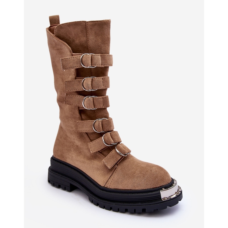 Mokkanahkaiset High Worker -nilkkurit beigeillä olkaimilla Elnatea 1