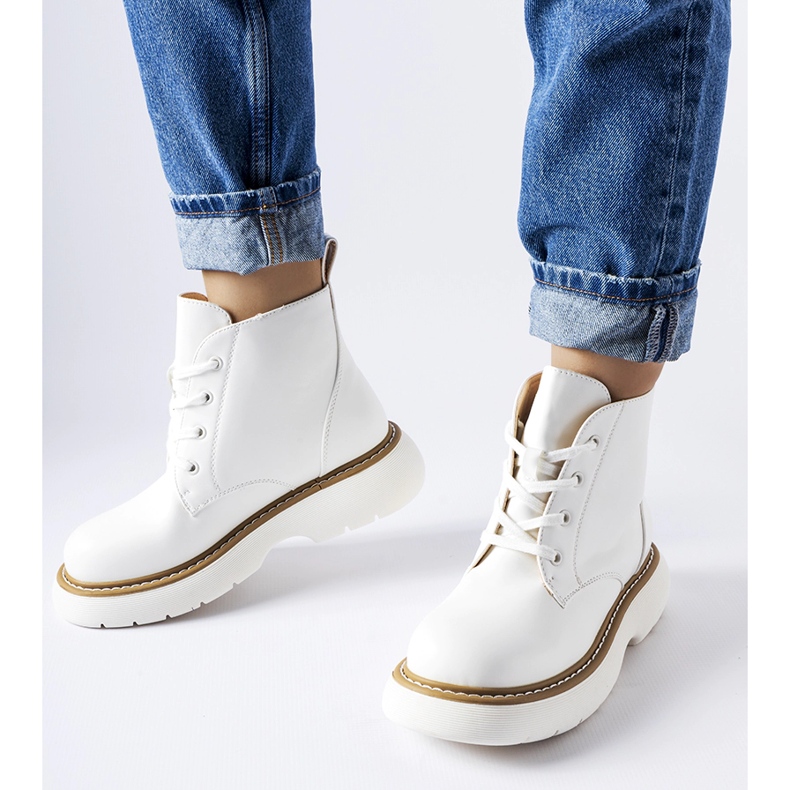 Valkoiset työläiskengät paksulla Sacco-tasolla valkoinen 1