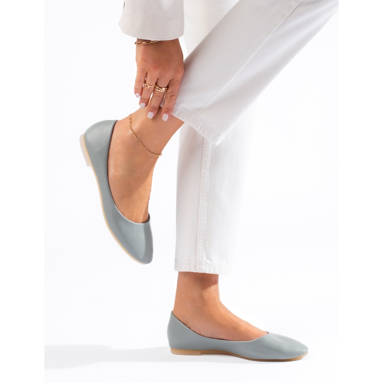 Naisten harmaat balerinakengät Shelovetin ekologisesta nahasta 1